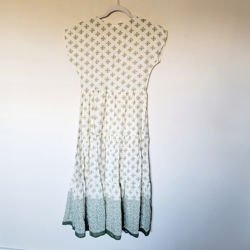 Blu Pepper Geo Print Button-up Midi Dress In Olive - Picture 5 of 7